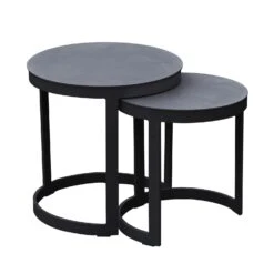 Royal Seasons Aluminium Bijzettafels Zwart - Set Van 2